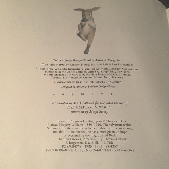 🚙📦💨 Hardcover Velveteen Rabbit Book - Picture 3 of 3